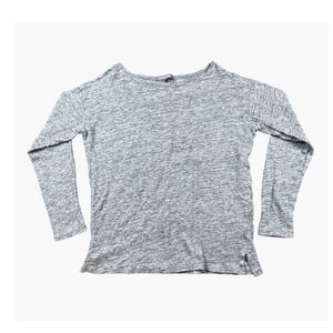 Michael Stars Women's Gray Long Sleeve Boat Neck Linen Shirt Top Small Casual